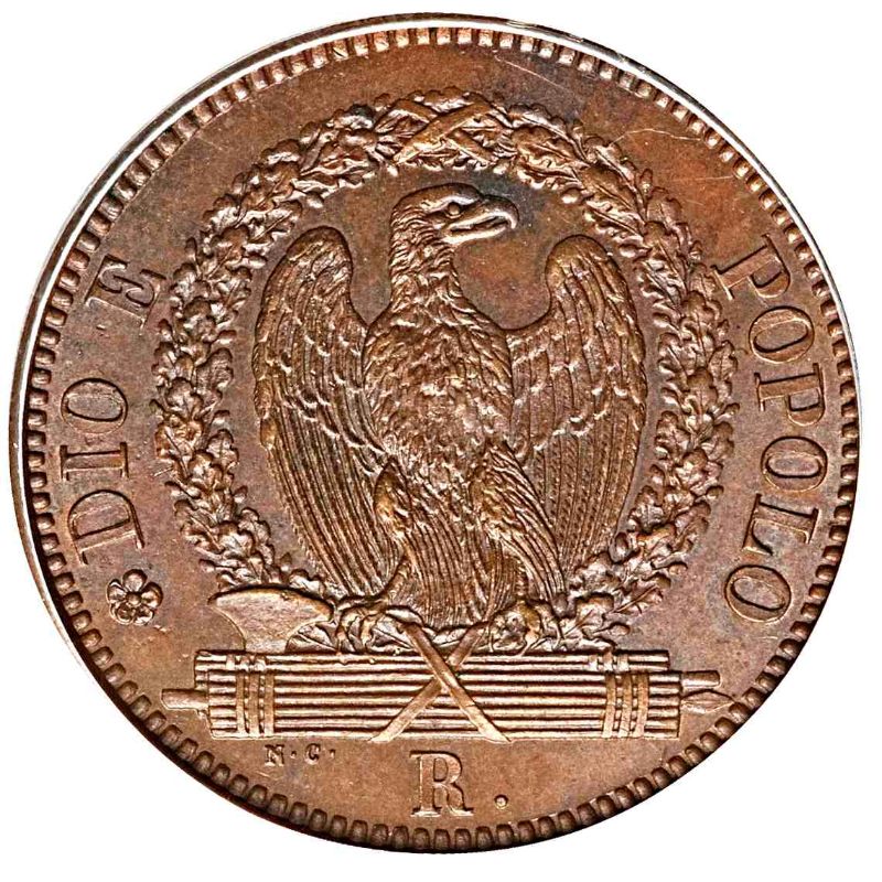 Moneda 1 Baiocco (2o tipo) | 1849 - Anverso Anverso de 1 Baiocco (2o tipo)