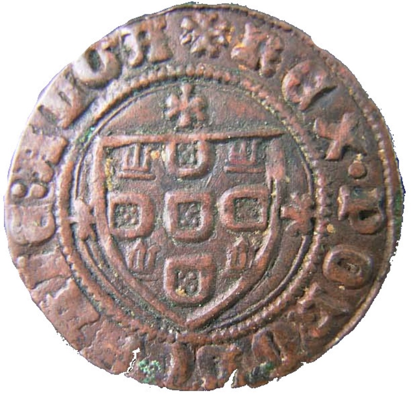 Moneda 1 Ceitil - Afonso V (Grupo 1 - Muro exterior largo y bajo) | 1448 - 1449 - Reverso Reverso de 1 Ceitil - Afonso V (Grupo 1 - Muro exterior largo y bajo)
