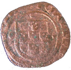 Reverso de 1 Ceitil - João III (Grupo 2 - Castillo con muralla en dos cuerpos)