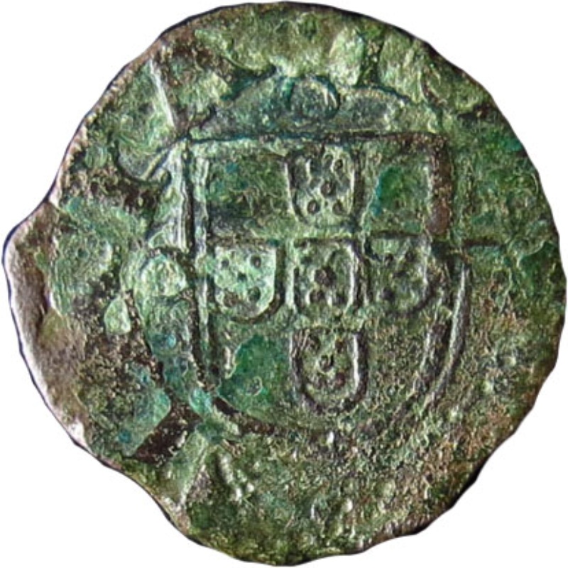 Moneda 1 Ceitil - João III (Grupo 8 - Castillo con muro alto de múltiples capas) | 1540 - 1550 - Reverso Reverso de 1 Ceitil - João III (Grupo 8 - Castillo con muro alto de múltiples capas)