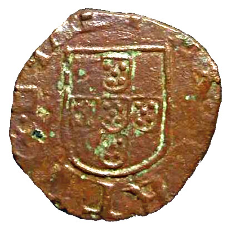 Moneda 1 Ceitil - Sebastião I (Grupo 4- Circunferencia o solo rastros de ella solo al revés) | 1560 - 1565 - Reverso Reverso de 1 Ceitil - Sebastião I (Grupo 4- Circunferencia o solo rastros de ella solo al revés)
