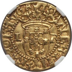 Anverso de 1 Cruzado "L-R, 8 castillos"- João III (3º tipo, Lisboa)