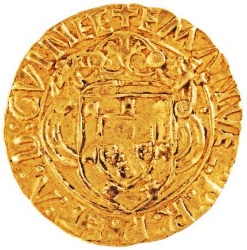 Anverso de 1 Cruzado - Manuel I (ceca de Lisboa) 5o tipo