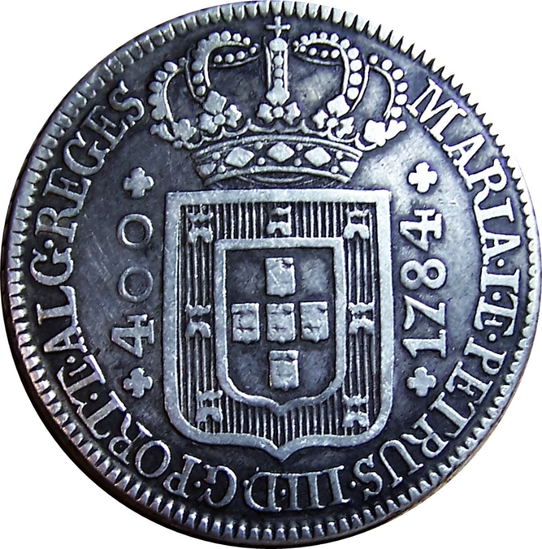 Moneda 1 Cruzado Novo - María I y Pedro III (Corona alta) | 1779 - 1785 - Anverso Anverso de 1 Cruzado Novo - María I y Pedro III (Corona alta)