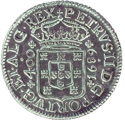 Anverso de 1 Cruzado Novo - Pedro II (ceca de Lisboa)