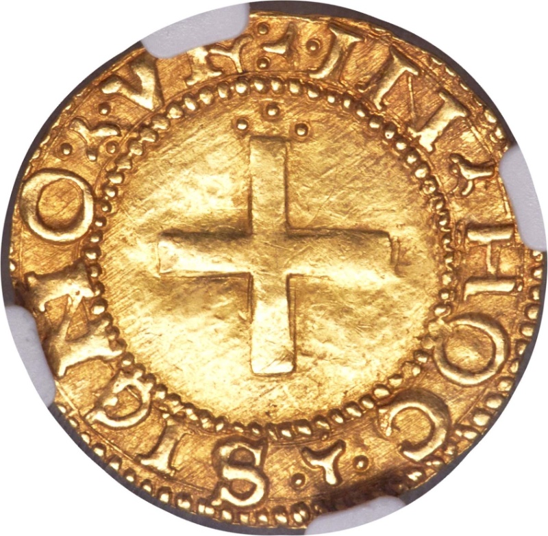 Moneda 1 Cruzado "R-L, 7 castillos" - João III (3er tipo, Lisboa) | 1537 - 1538 - Reverso Reverso de 1 Cruzado "R-L, 7 castillos" - João III (3er tipo, Lisboa)