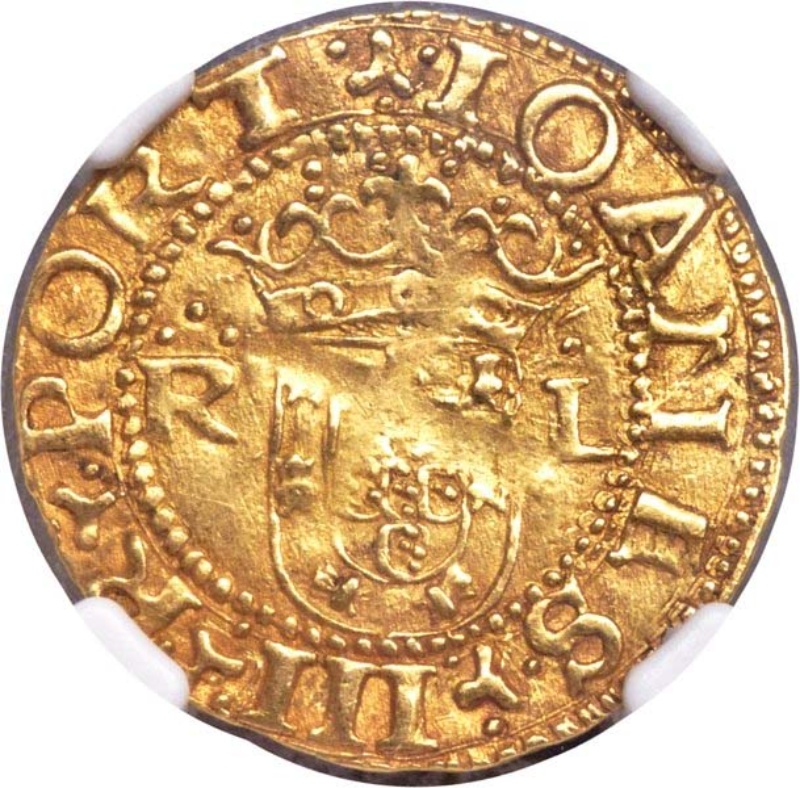 Moneda 1 Cruzado "R-L, 7 castillos" - João III (3er tipo, Lisboa) | 1537 - 1538 - Anverso Anverso de 1 Cruzado "R-L, 7 castillos" - João III (3er tipo, Lisboa)