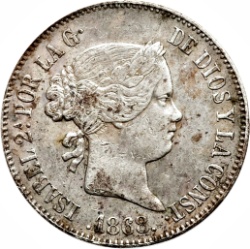 Anverso de 1 Escudo - Isabel II
