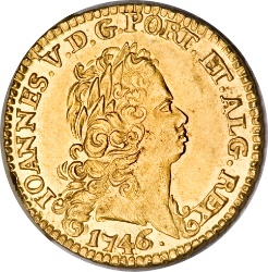 Anverso de 1 Escudo - João V (cecas de Lisboa, Bahía, Río y Minas)