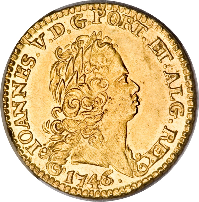 Anverso de 1 Escudo - João V (cecas de Lisboa, Bahía, Río y Minas)