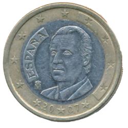 Anverso de 1 Euro - Juan Carlos I (1er tipo - 2º mapa)