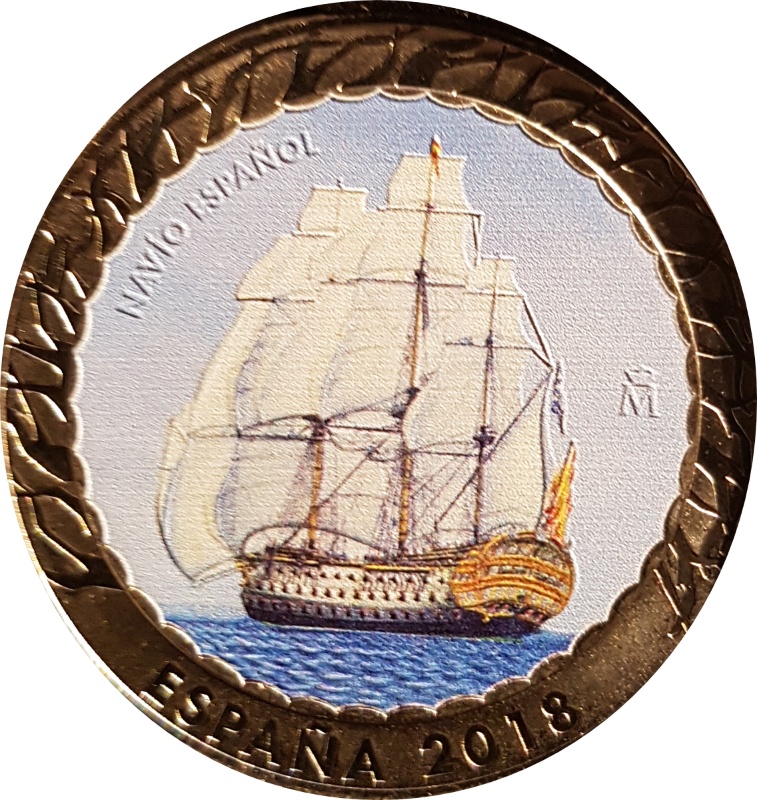 Moneda 1 ½ Euro (y medio) (Barco Español) | 2018 - Anverso Anverso de 1 ½ Euro (y medio) (Barco Español)