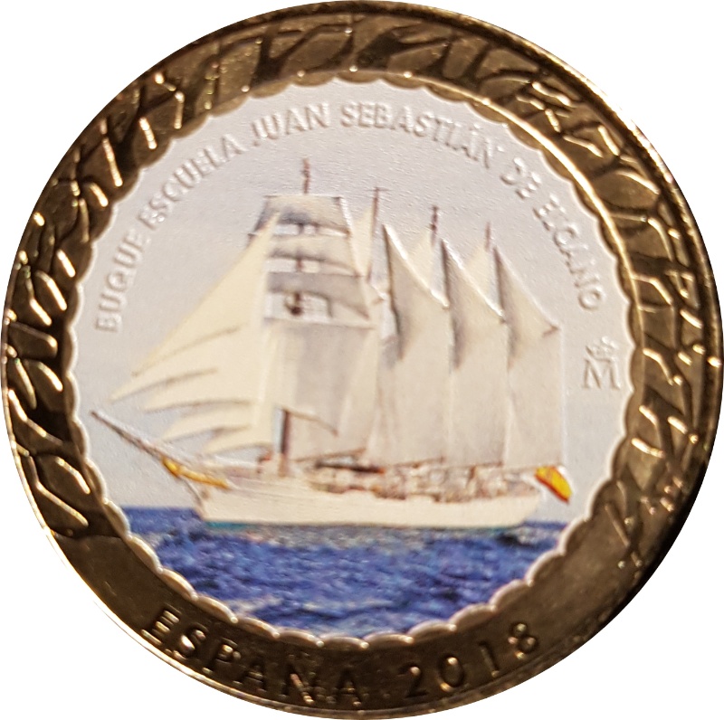 Anverso de 1 ½ Euro (y medio) (Buque Escuela Juan Sebastián de Elcano)