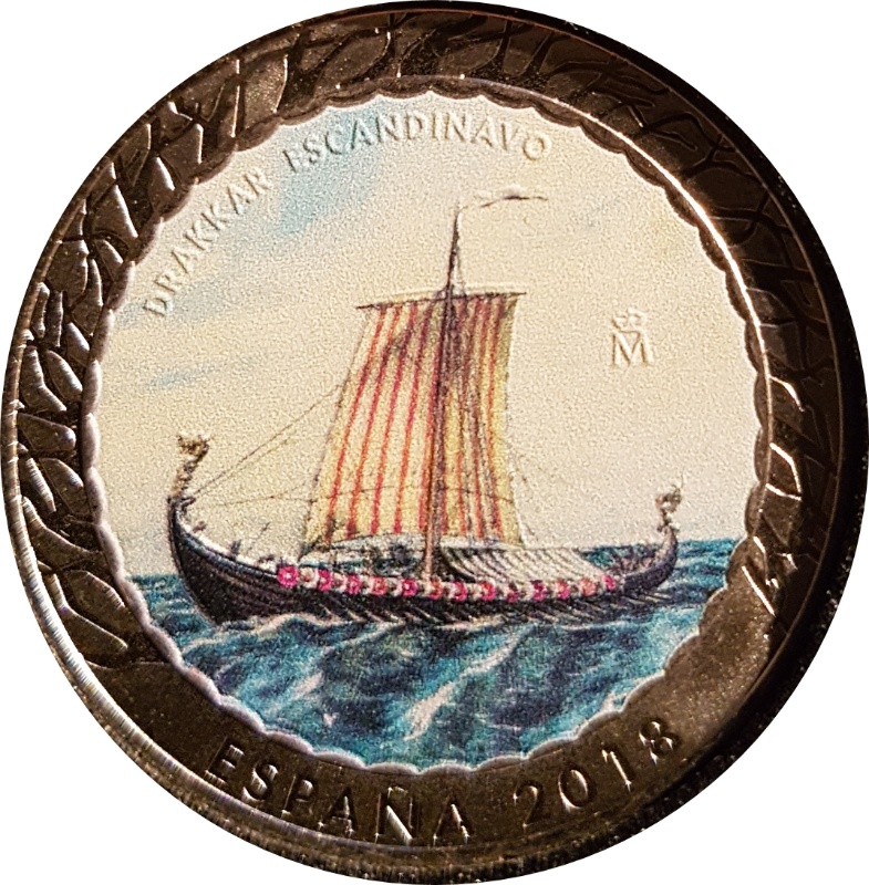 Anverso de 1 ½ Euro (y medio) (Drakkar escandinavo)