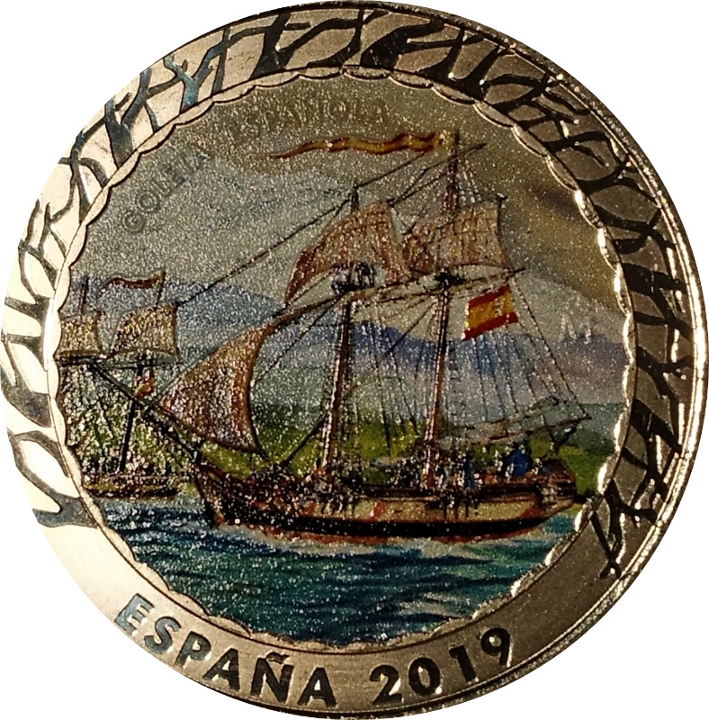 Anverso de 1 ½ Euro (y medio) (Goleta Española)