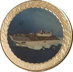 Anverso de 1 ½ Euro (y medio) (Portaaviones anfibio Juan Carlos I)
