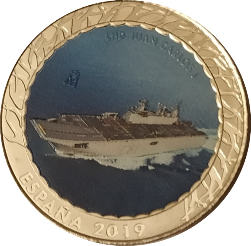 Moneda 1 ½ Euro (y medio) (Portaaviones anfibio Juan Carlos I) | 2019 - Anverso Anverso de 1 ½ Euro (y medio) (Portaaviones anfibio Juan Carlos I)