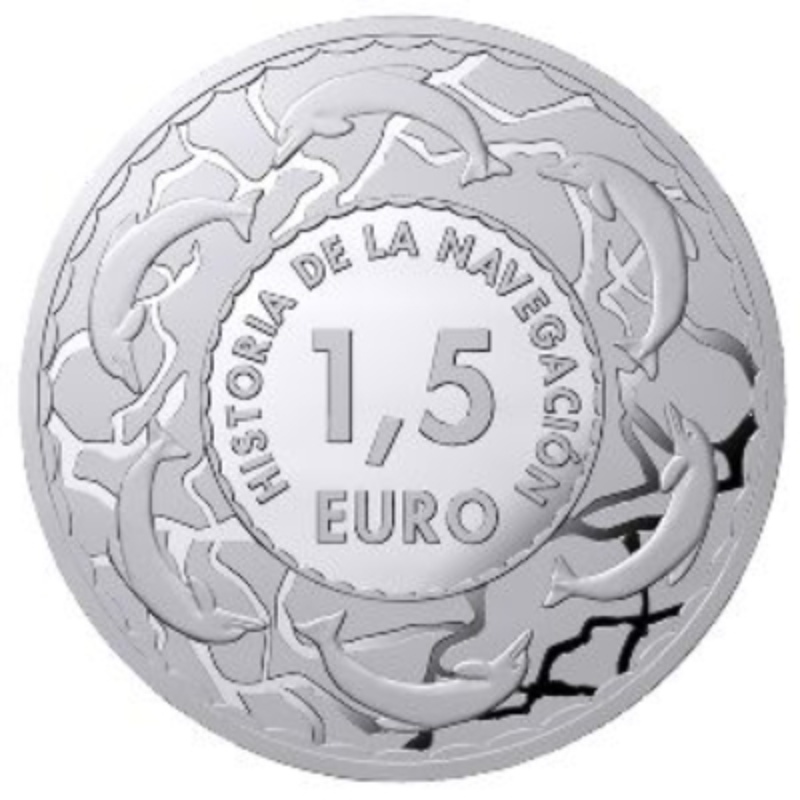 Reverso de 1 ½ Euro (y medio) (Velero siglo XIV)