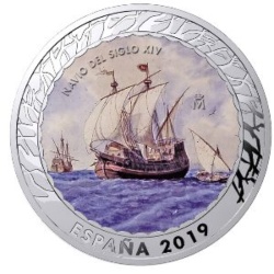 Anverso de 1 ½ Euro (y medio) (Velero siglo XIV)