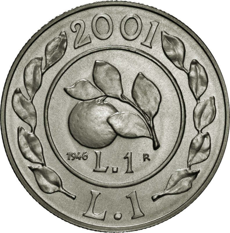 Reverso de 1 Lira (1946 Lira)
