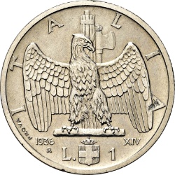 Reverso de 1 Lira - Vittorio Emanuele III (Prueba)