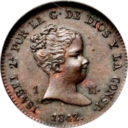 Anverso de 1 Maravedí - Isabel II