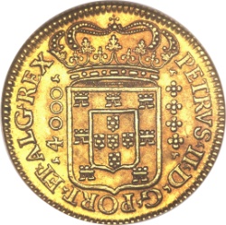 Anverso de 1 Moeda - Pedro II (cecas de Lisboa y Río)