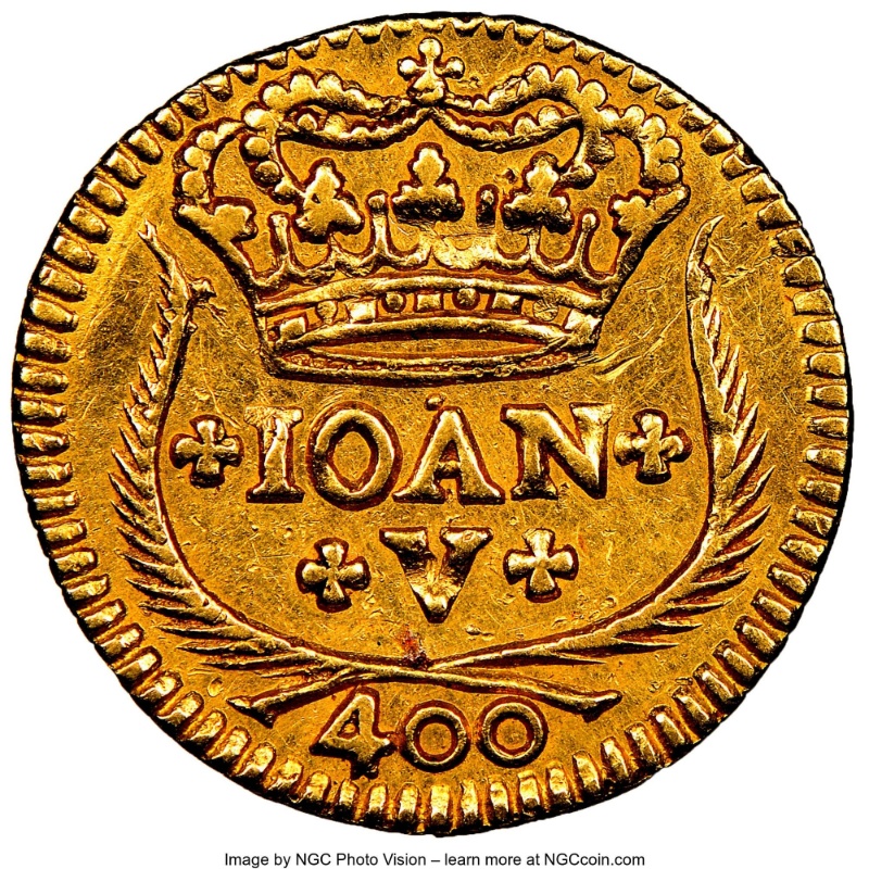 Anverso de 1 Pinto - João V (cecas de Lisboa, Río y Minas)