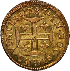 Reverso de 1 Pinto - María I (ceca de Lisboa)