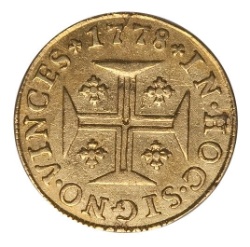 Reverso de 1 Pinto - María I y Pedro III (ceca de Lisboa)