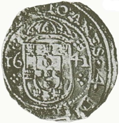 Anverso de 1 Tostão "Fecha en anverso" - João IV (1ª serie, Lisboa)