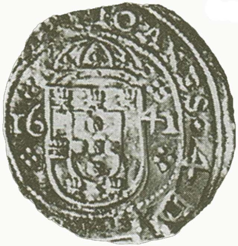 Anverso de 1 Tostão "Fecha en anverso" - João IV (1ª serie, Lisboa)