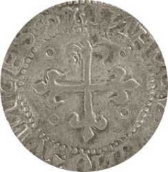 Reverso de 1 Tostão João III punto arriba (3er tipo, Oporto)