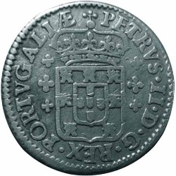Anverso de 1 Tostão - Pedro II (Príncipe corona, ceca de Lisboa)