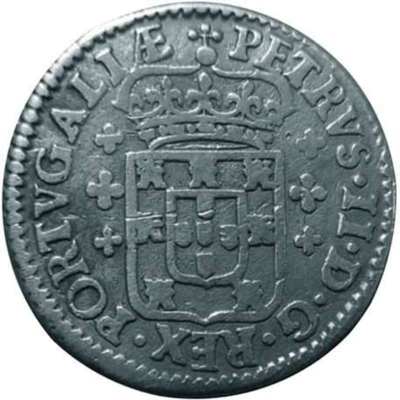 Anverso de 1 Tostão - Pedro II (Príncipe corona, ceca de Lisboa)