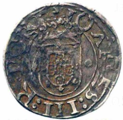 Reverso de 1 Vintém "Escudo de 8 Castillos" – João III (Lisboa)