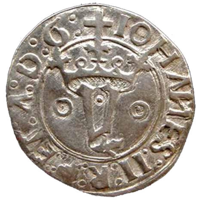 Moneda 1 Vintém - João II ("º-º" a cada lado de la "Y", ceca de Lisboa) | 1490 - 1495 - Anverso Anverso de 1 Vintém - João II ("º-º" a cada lado de la "Y", ceca de Lisboa)