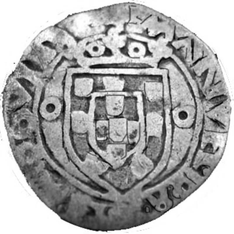 Reverso de 1 Vintem - Manuel I (º M p, inv P, ceca Porto)