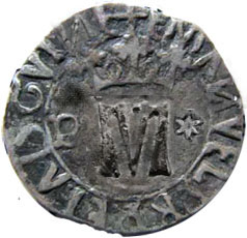 Anverso de 1 Vintem - Manuel I (p M ✤; Porto ceca)