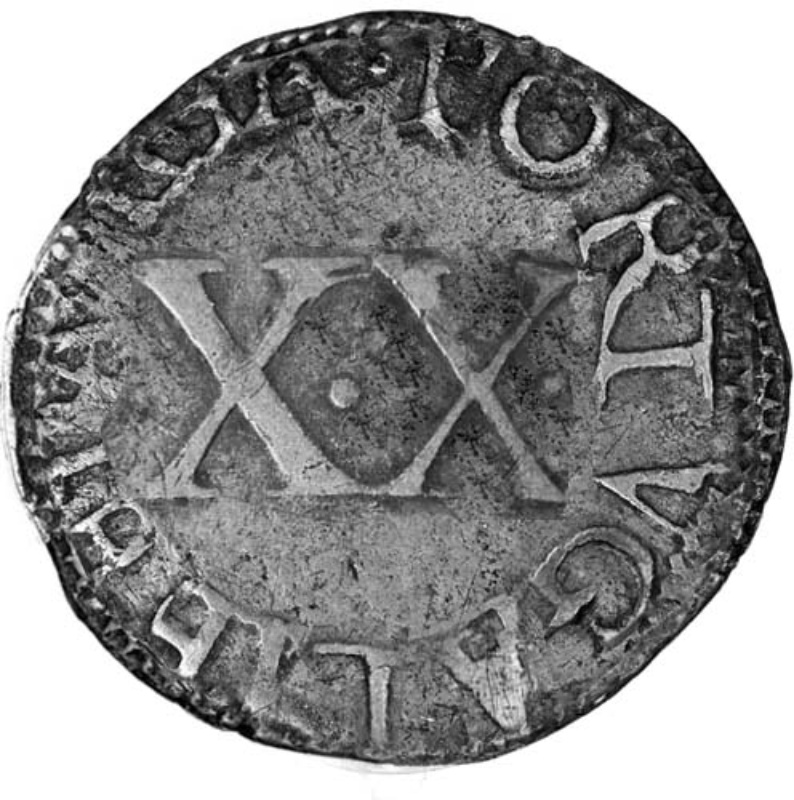 Reverso de 1 Vintém (XX) - António I (ceca de Lisboa)