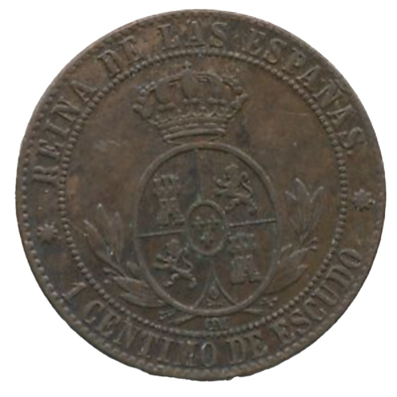 Anverso de 1 céntimo de Escudo - Isabel II
