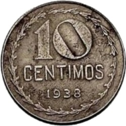 Reverso de 10 Céntimos - II República