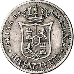 Reverso de 10 Céntimos de Escudo - Isabel II