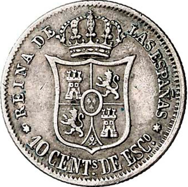Reverso de 10 Céntimos de Escudo - Isabel II