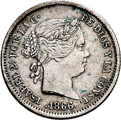 Anverso de 10 Céntimos de Escudo - Isabel II