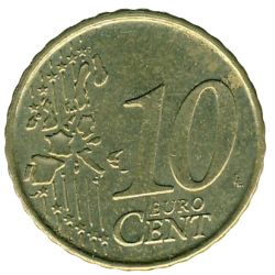 Reverso de 10 Céntimos de euro (1er tipo; 1er mapa)