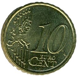 Reverso de 10 Céntimos de euro (1er tipo; 2º mapa)