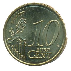 Reverso de 10 Céntimos de euro (2º tipo; 2º mapa)