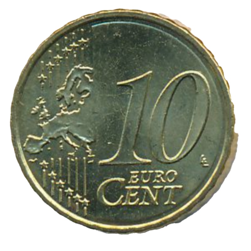 Reverso de 10 Céntimos de euro (2º tipo; 2º mapa)