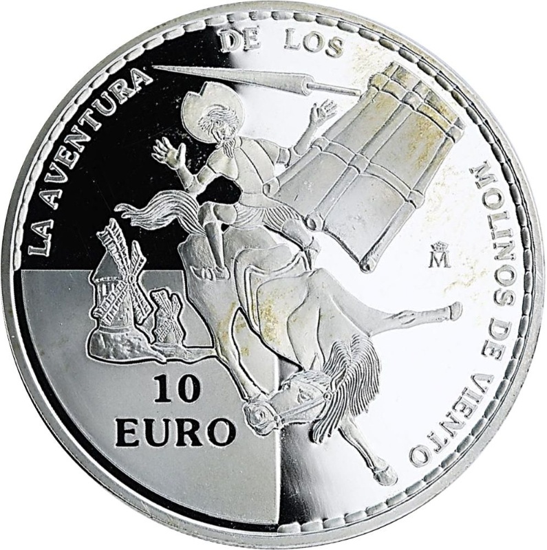 Reverso de 10 Euros (Don Quijote - Molinos de viento)
